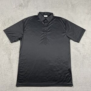 Collars & Co Polo Shirt Mens Large Black Dress Stretch Lightweight Polyester